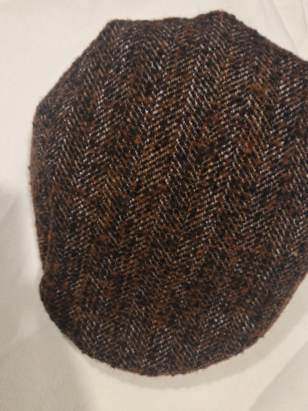 1917 Biltmore Men's Brown Herringbone Tweed Flat Cap